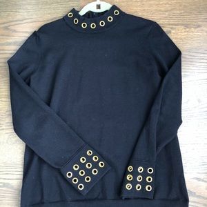 Tory Burch navy sweater with brass details